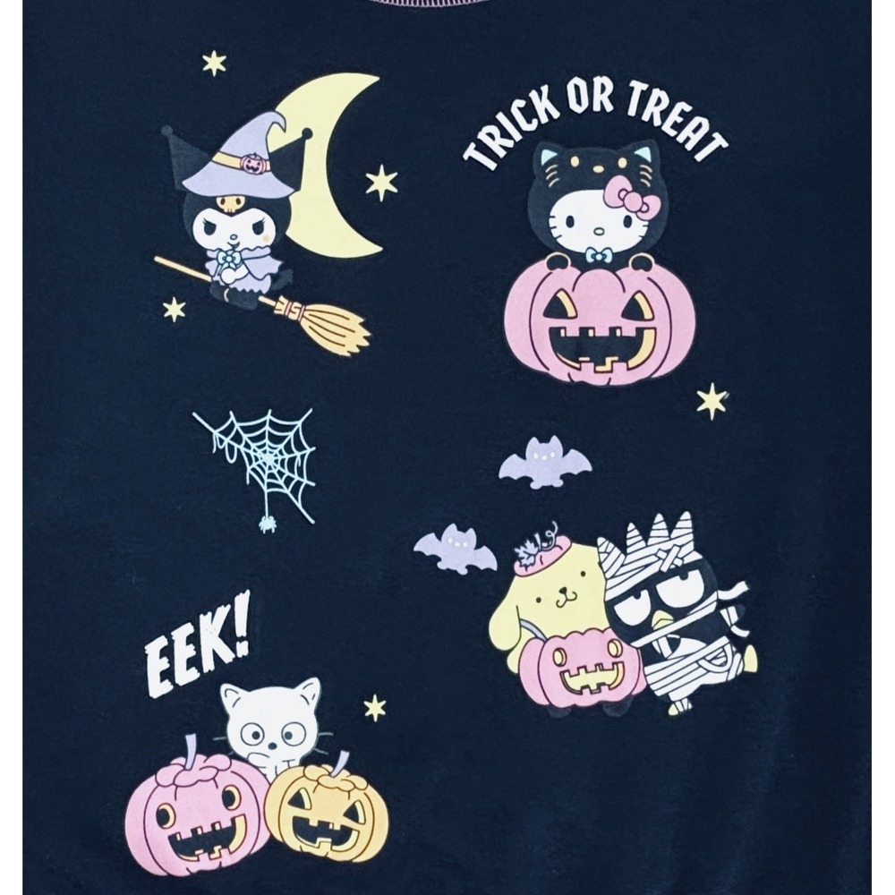 Hello Kitty and Friends Womens Black Halloween Glow Sweatshirt XL Hybrid Sanrio